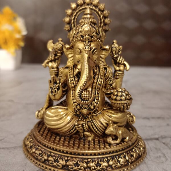 Buy Brass Ganesha Sitting On Oval Base Idol Fine Craft Statue 4"