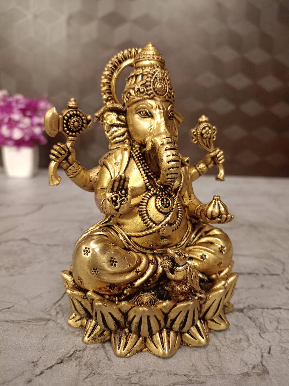 brass ganesha sitting lotus pooja gift vgocart coimbatore india3 scaled