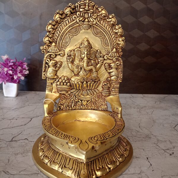 Buy Brass Big Ganesha Diya For Pooja 10"