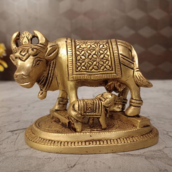 Buy Brass Cow And Calf Statue 3.5"