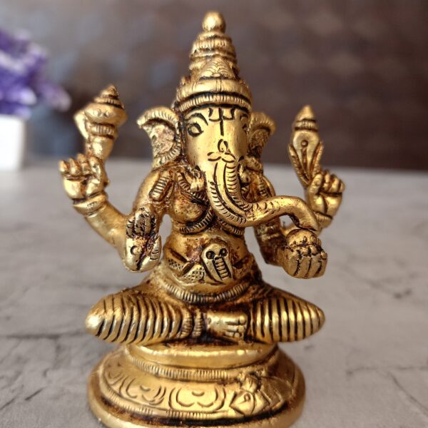 Buy Brass Ganesha Statue For Pooja 3.5"