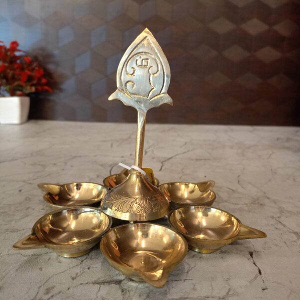 Buy Brass Om Vel With Six Face Diya 6"