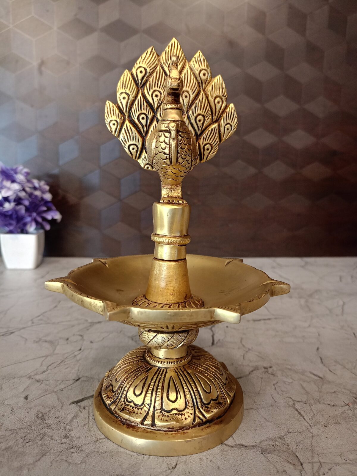 brass peacock five face diya pooja gift vgocart coimbatore india scaled