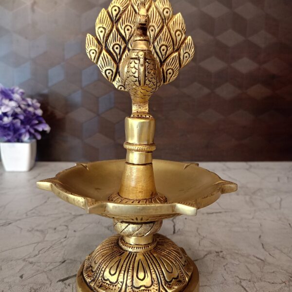 Buy Brass Peacock With 7 face Diya