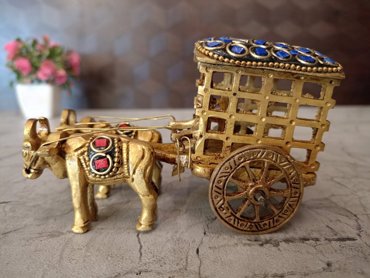 brass stone bullockcart gift home decor vgocart coimbatore india2 scaled