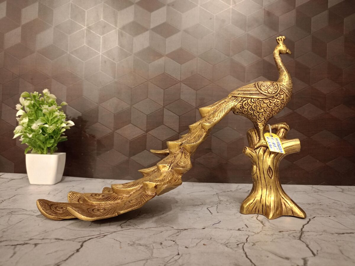 brass golden peacock idol home decor gift vgocart coimbatore india1 scaled