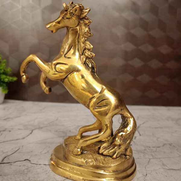 Brass Jumping Horse Statue 7"