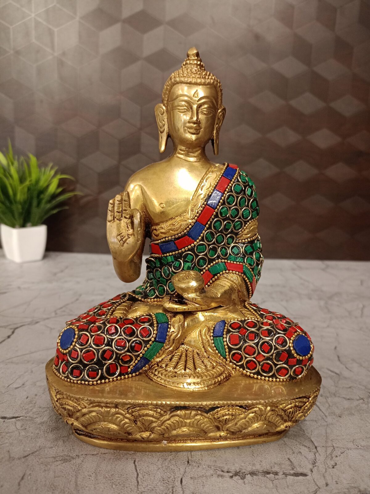 brass stone buddha idol pooja gift vgocart coimbatore india scaled