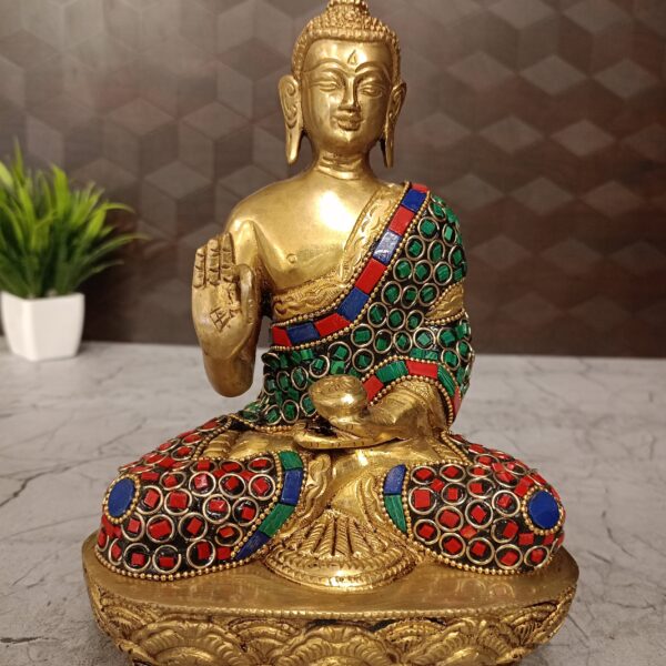 Buy Brass Stone Buddha Statue 8"