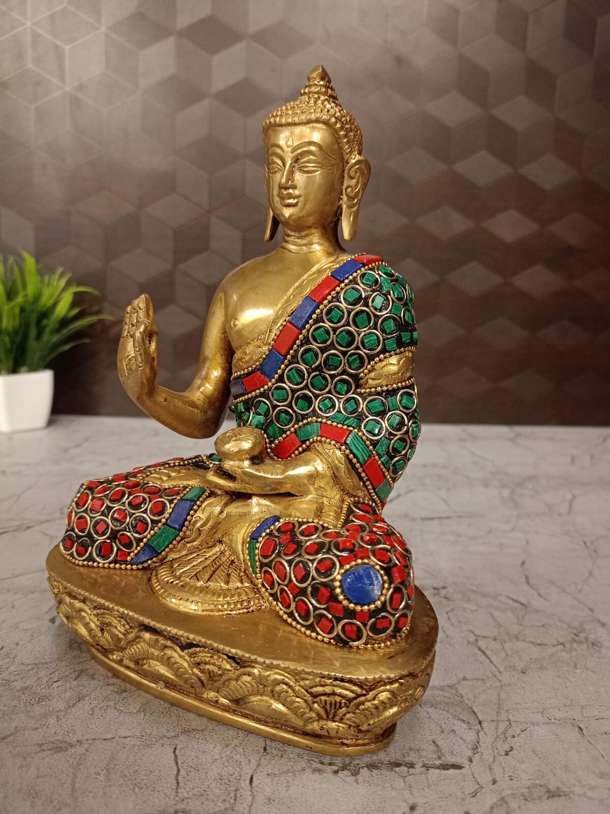 brass stone buddha idol pooja gift vgocart coimbatore india1 scaled