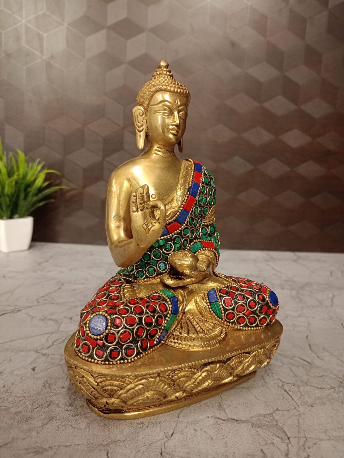 brass stone buddha idol pooja gift vgocart coimbatore india3 scaled