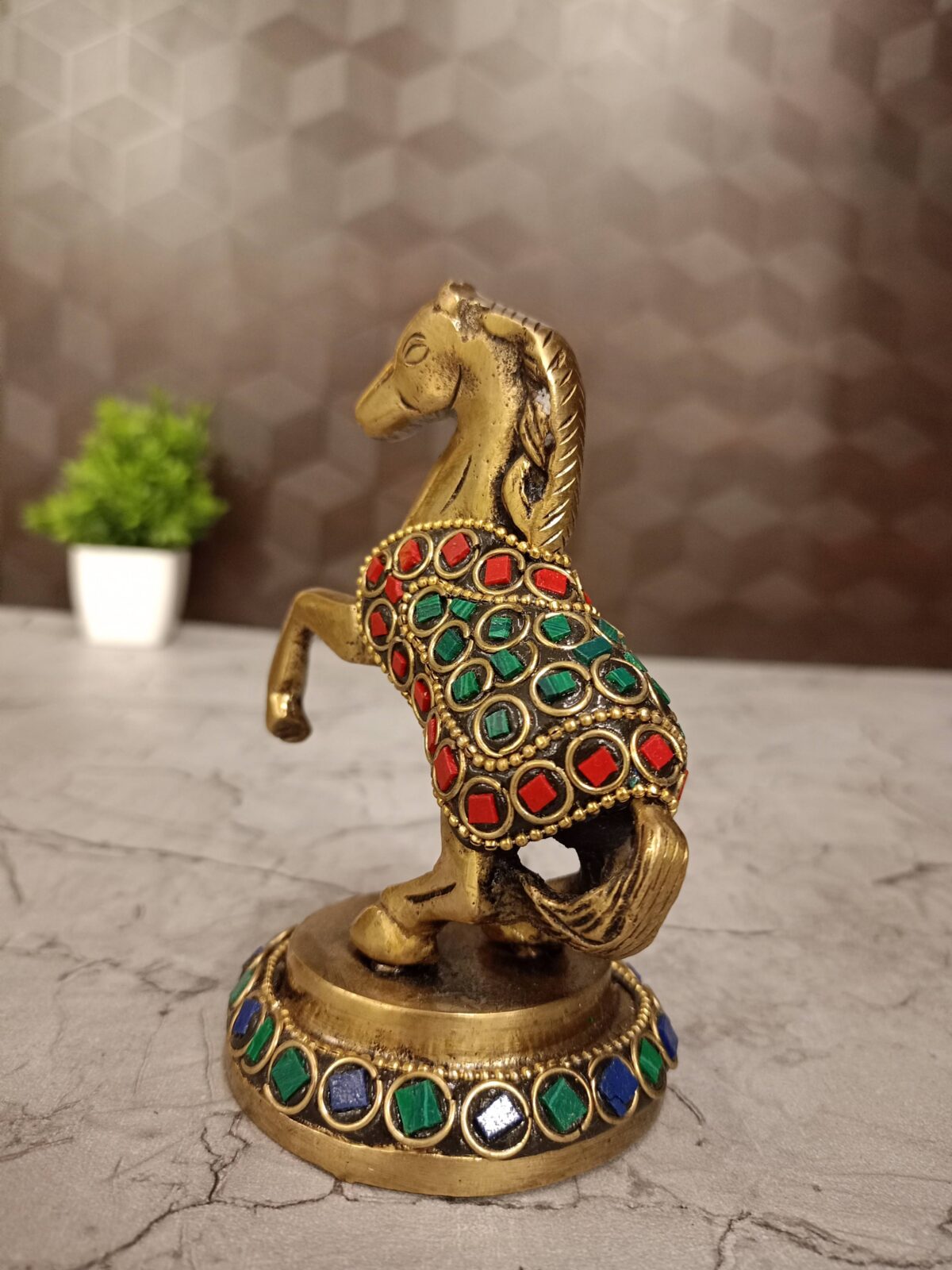 brass stone horse gift home decor vgocart coimbatore india scaled