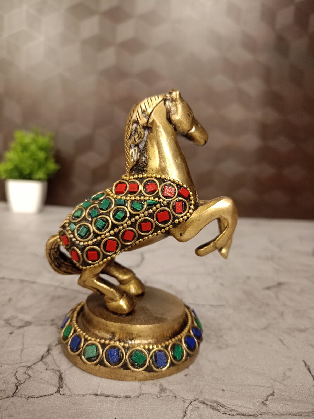 brass stone horse gift home decor vgocart coimbatore india1 scaled