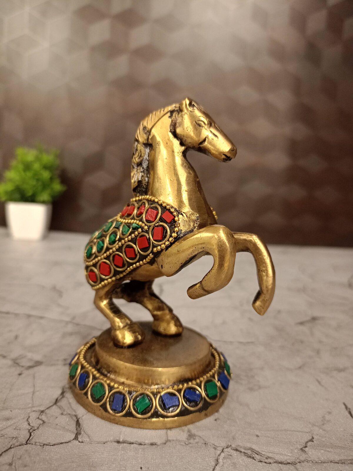 brass stone horse gift home decor vgocart coimbatore india2 scaled