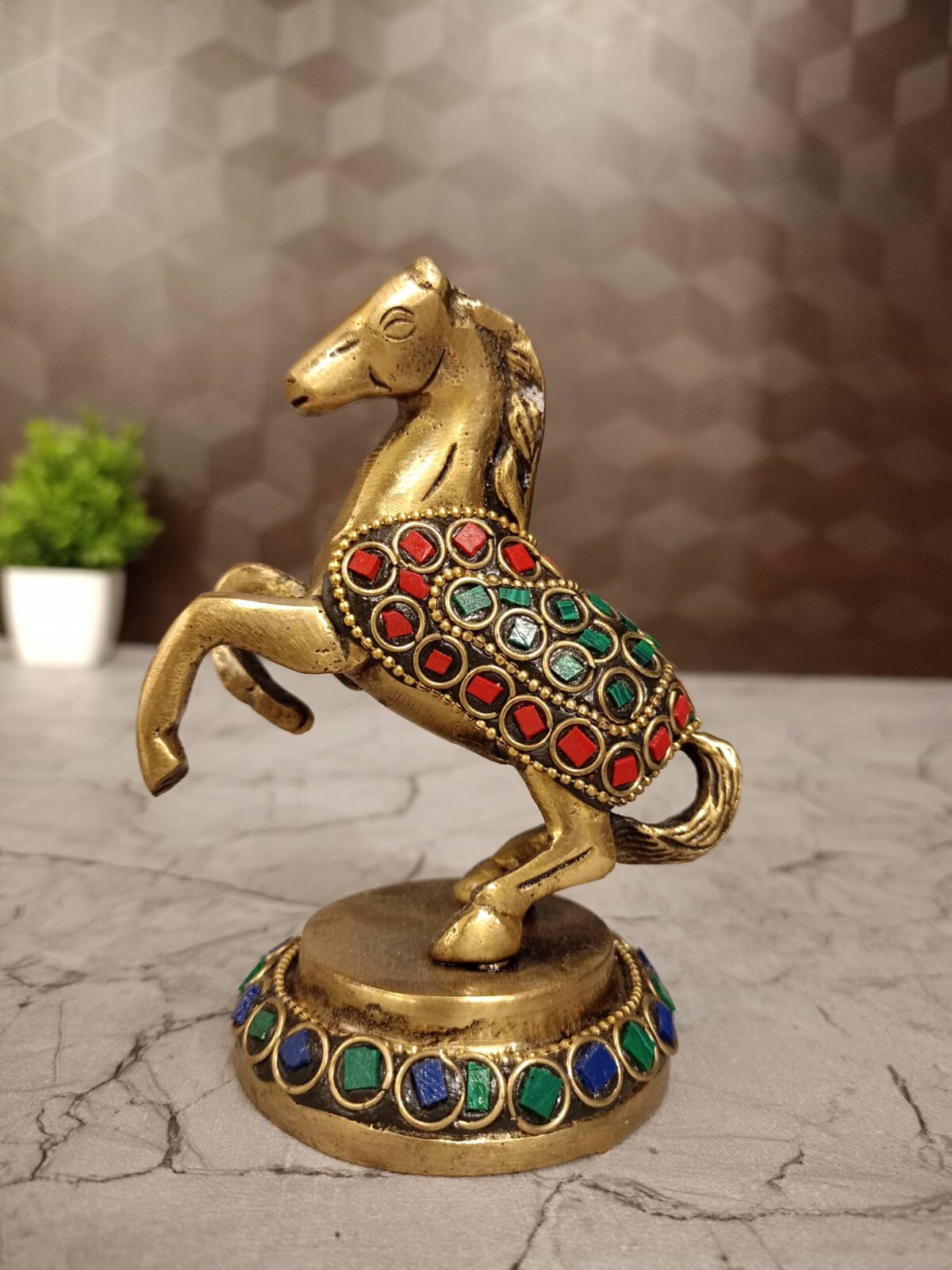 brass stone horse gift home decor vgocart coimbatore india3 scaled