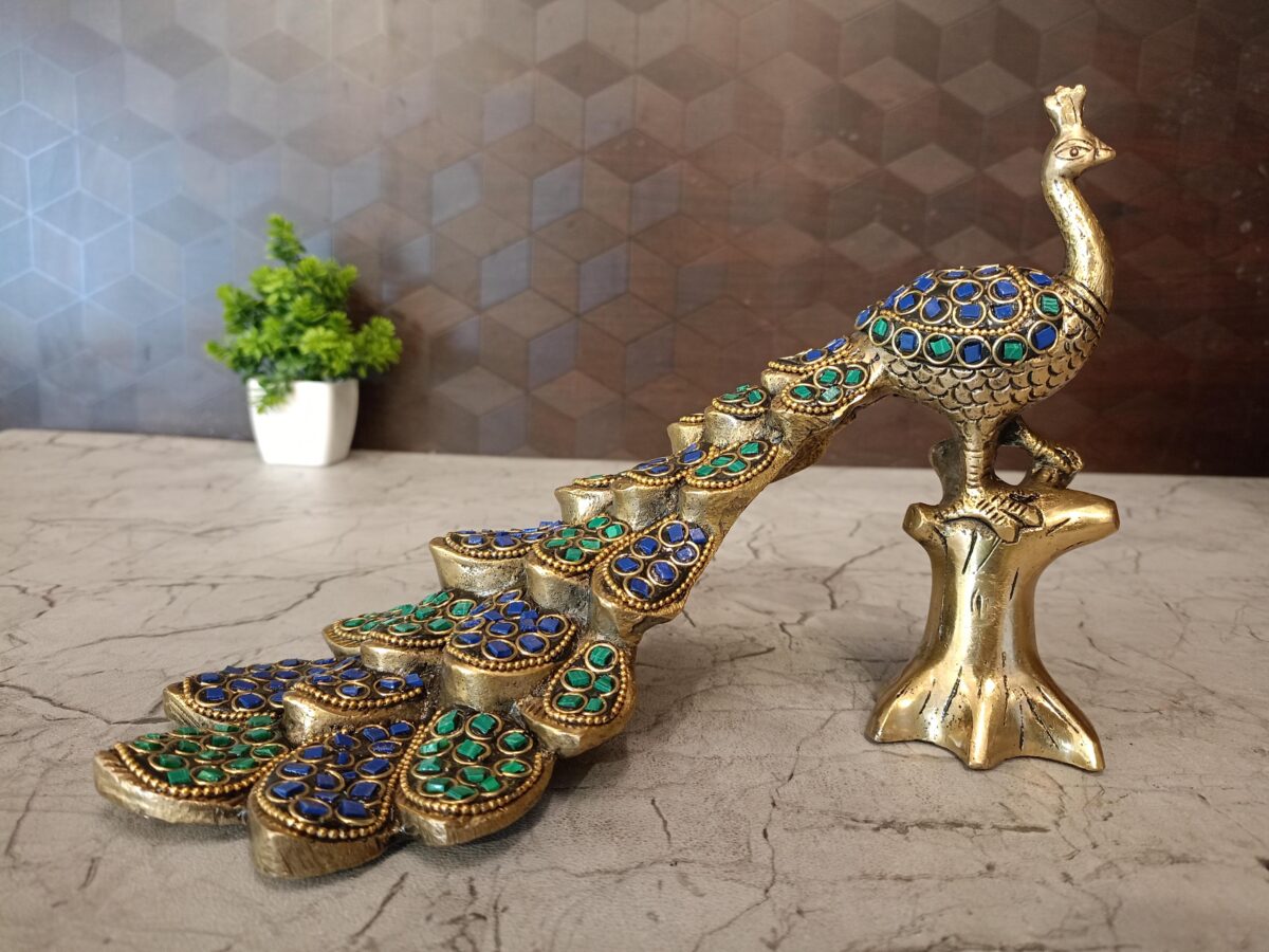 brass stone peacock idol gift home decor vgocart coimbatore india scaled