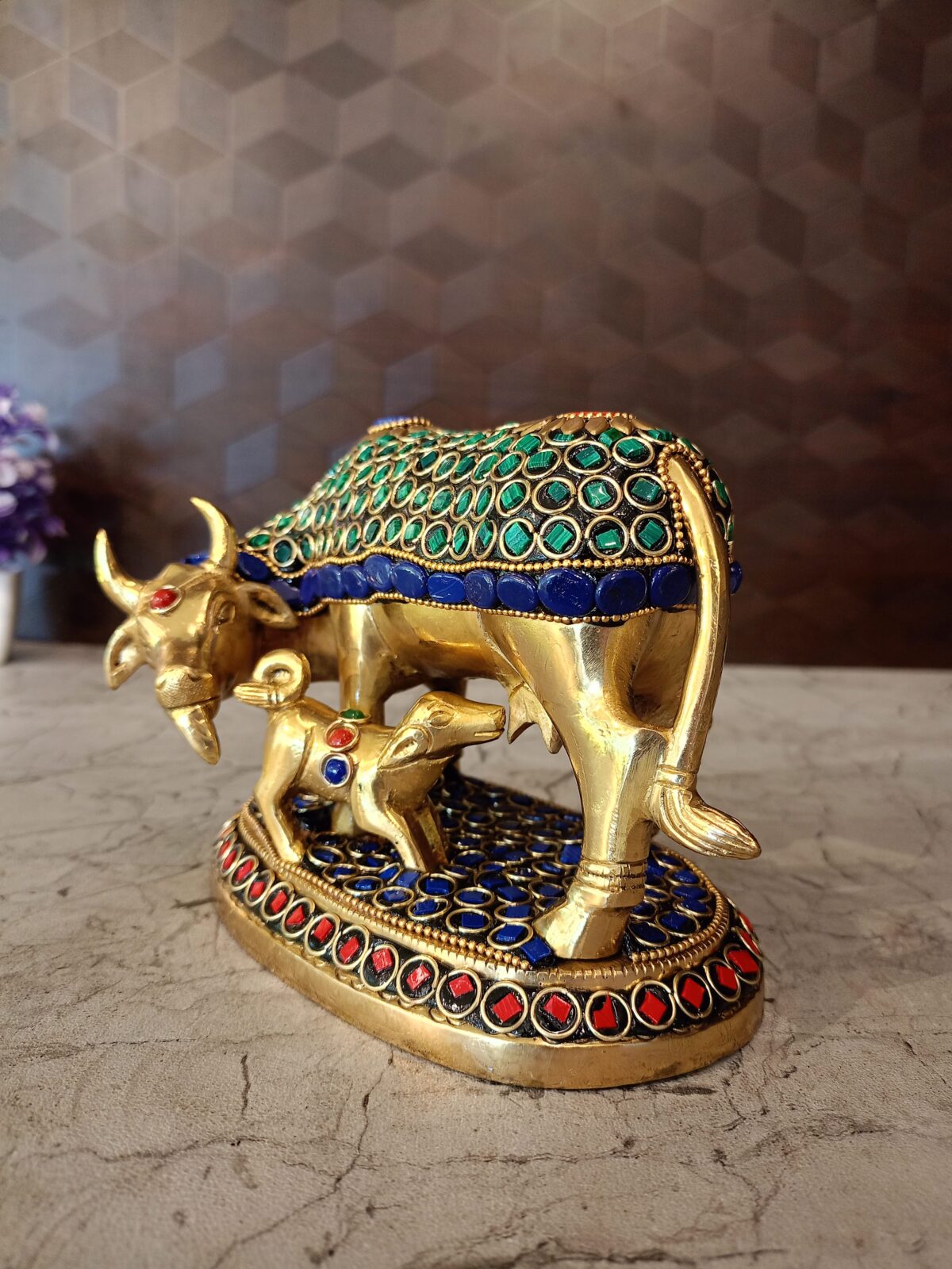 brass stone cow and calf pooja gift vgocart coimbatore india2 24 scaled