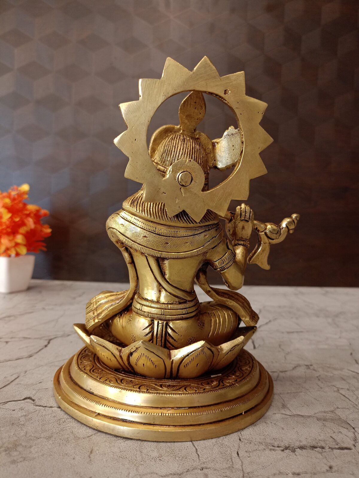 brass krishna idol pooja gift lotus base vgocart coimbatore india scaled