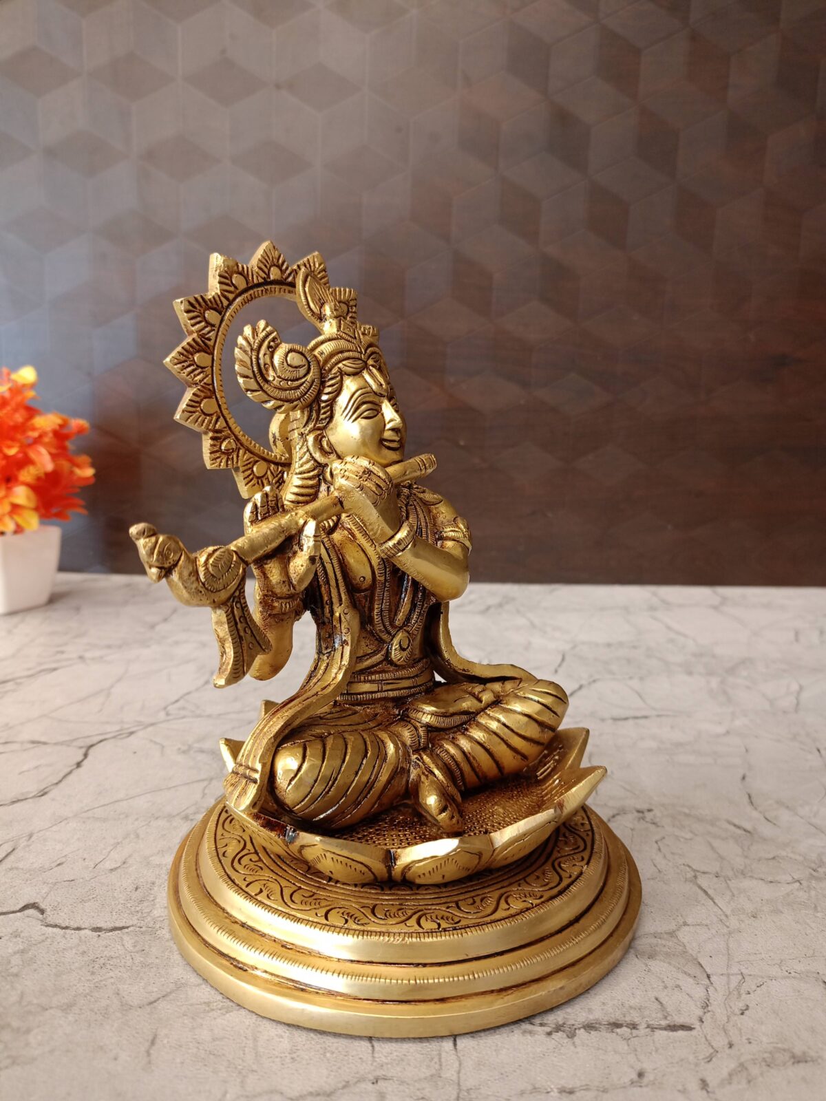 brass krishna idol pooja gift lotus base vgocart coimbatore india1 scaled