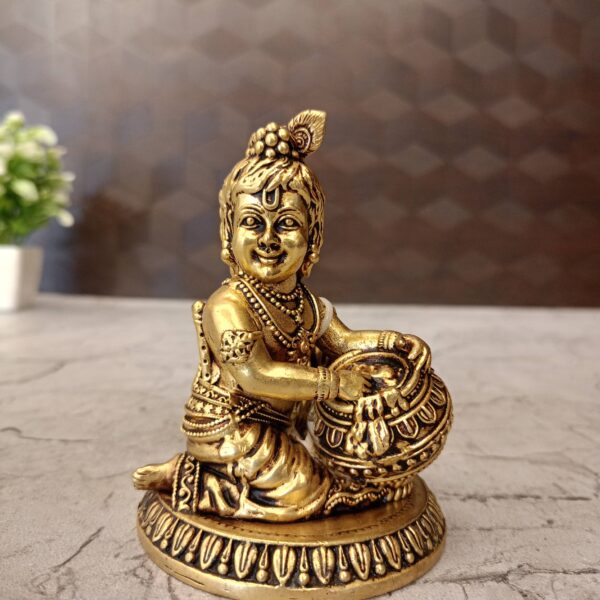 Brass Fine Art Part Butter Krishna Statue 4"