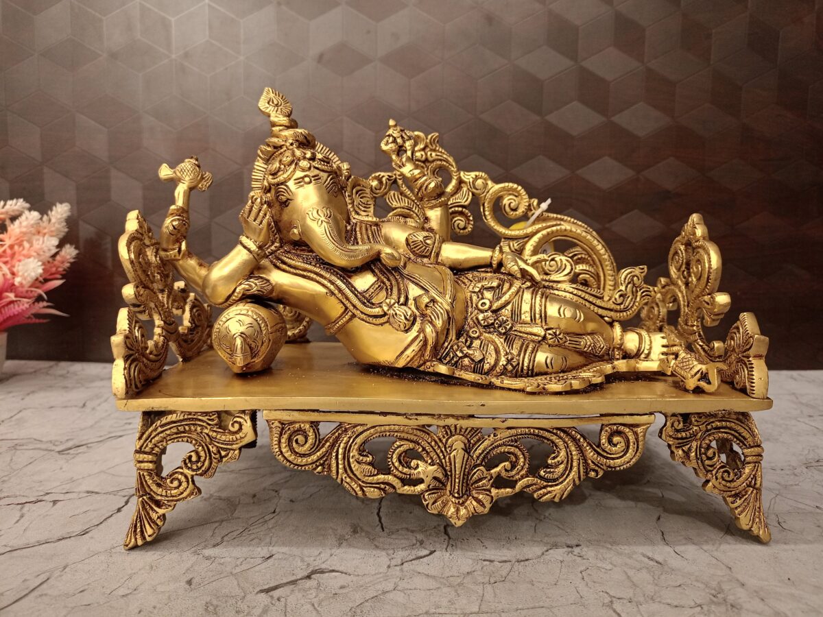 brass sleeping ganesha idol pooja gift vgocart coimbatore india4 scaled